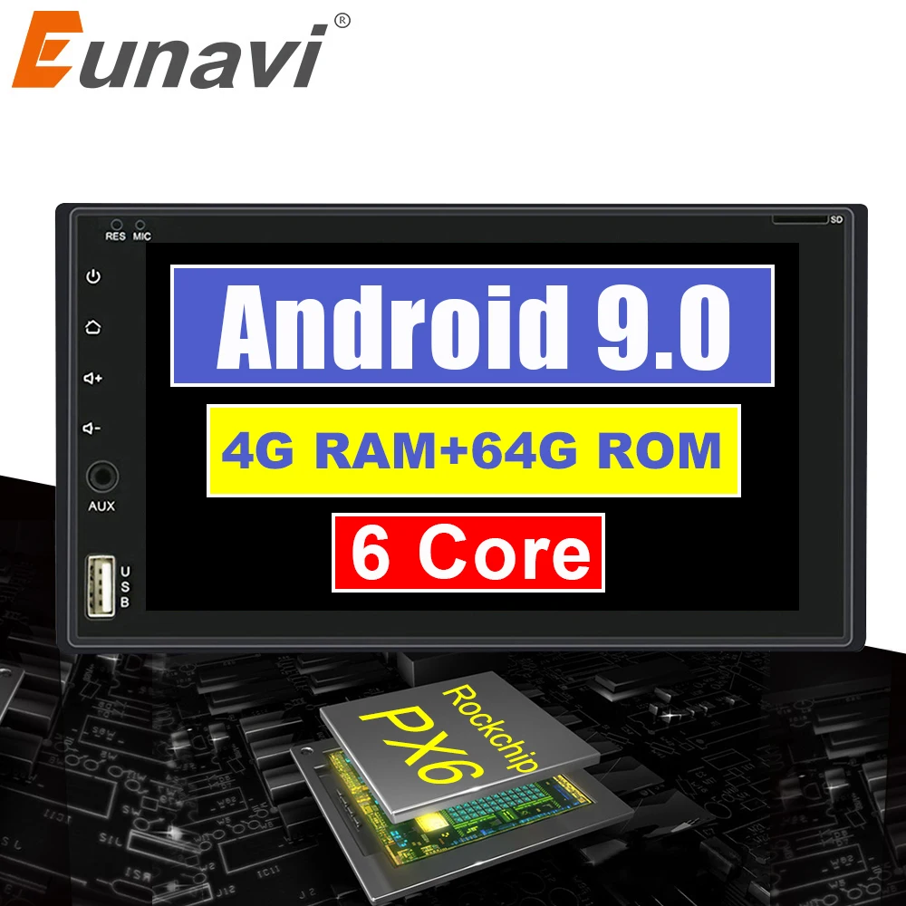 Автомобильный планшет Eunavi 7 дюймов 2 Din 1024*600 HD Android 9 0 универсальный gps навигация