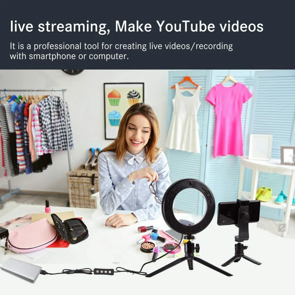 6 Selfie Ring Light with Tripod Stand & Cell Phone Holder 5