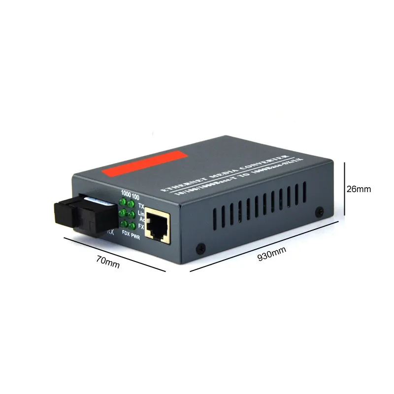 Медиа конвертер Gigabit Ethernet 1 25 ГБ/сек. одномодовое волокно SC 1000Base FX до 10/100/1000Base TX 20 км