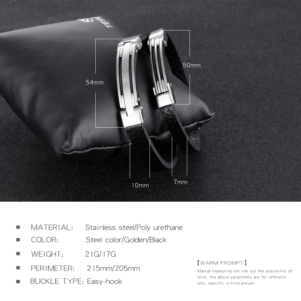 FATE LOVE Brand Male Men Punk Black PU Leather Charm Bracelet & Bangles Fashion Jewelry Boyfriend Gift