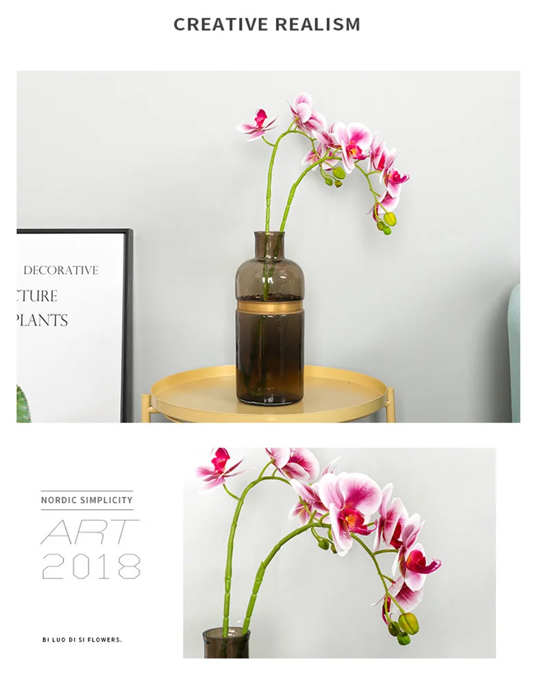 Flone Artificial Silk Fake Flowers 70cm Artificial Butterfly Orchid Flowers Branch Wedding Living room Home Warm Decoration (10)