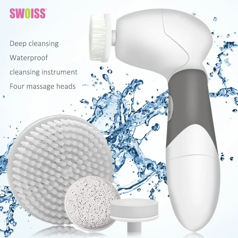 

SWOISS Electric 4 In 1 Face Body Cleaning Brush Facial Pore Deep Cleanser Massager Waterproof Beauty Instrument