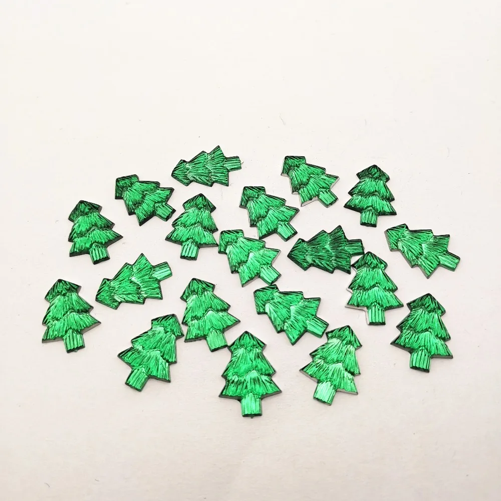 

100pcs 13x19mm Acrylic Green Christmas Tree Flatbacks Embellishments DIY Phone Christmas Decorations Scrapbooking Crafts