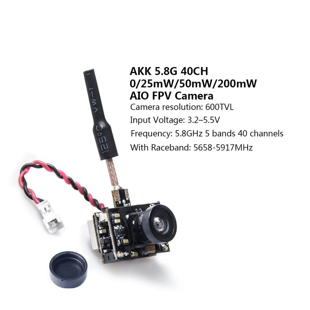 AKK BA3 5,8G 40CH VTX 0/25 mW/50 mW/200 mW переключаемая 600TVL 1/3 Cmos FPV AIO камера для FPV дрона как крошечные Whoop лезвия индуктрикс