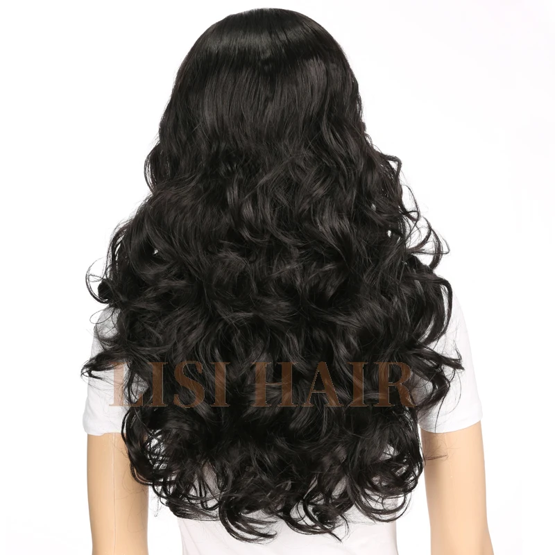 LISI HAIR 2" Высокая температура волокна челка парик Волнистые длинные волосы парики синтетические парики для женщин темно-коричневый смешанный блонд