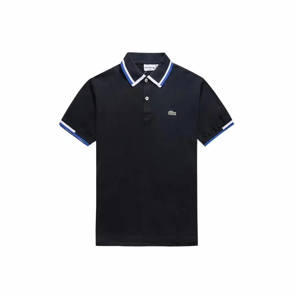 

Summer Lacoste High Quality Breathable Fashion Business Men's T-Shirt Cotton Authentic Men's Black Casual Sports Short Sleeve