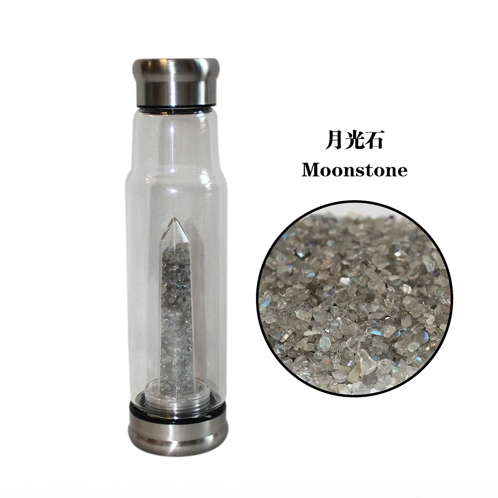 Moonstone Натуральный кристалл дробленое каменное стекло бутылка для воды Кристал острый заживление обелиска палочка Elixir кварцевый кристалл Горячая для gif - Цвет: Moonstone
