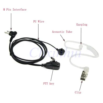 

2 Pin PTT MIC Noise Reduction Covert Acoustic Tube Earpiece For Motorola EP450 EP350 HYT two way radio walkie talkie
