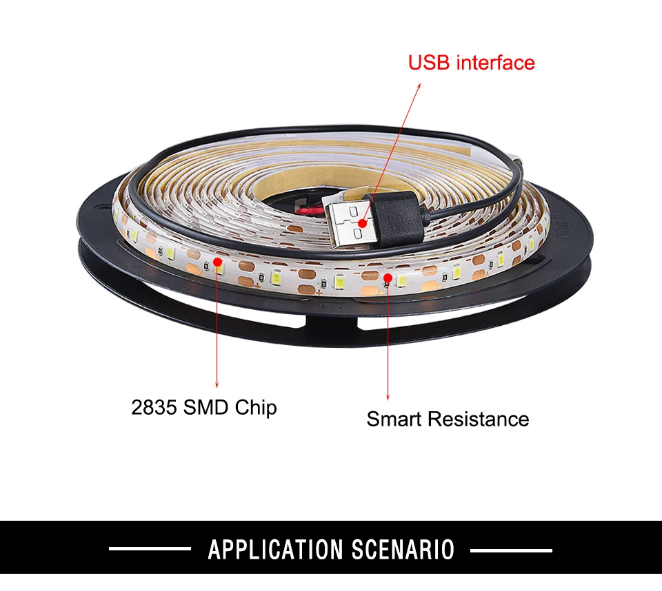 USB LED Strip lamp 2835SMD DC5V Flexible LED light Tape Ribbon 1M 2M 3M 4M 5M HDTV TV Desktop Screen Background Bias lighting (8)
