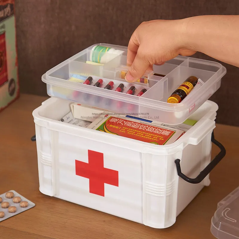 

Medical Box Thickened Multilayer Children's First Aid Box Household Drug Receiving Box