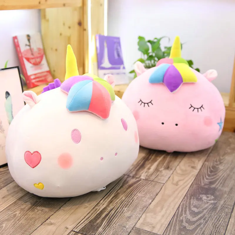 1 шт., 40 см, Kawaii, Круглый Единорог, плюшевая игрушка с одеялом, мягкая мультяшная кукла-животное, милые игрушки для детей, диван и Подушка для сна, подарок