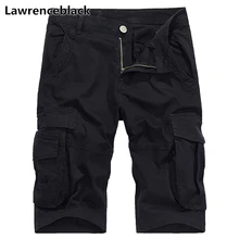 Lawrenceblack шорты Для мужчин Летний Лидер продаж Твердые multi-карман хлопок Короткие дышащие удобные повседневные бермуды masculina 1184
