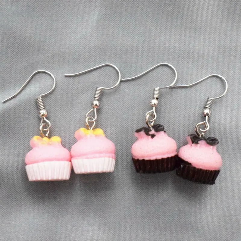 

Adorable Resin Pink Bowknot Cake Women Dangle Earrings 3D Funny Simulation Food Jewelry Gift For Girls Dropshipping 1 Pair