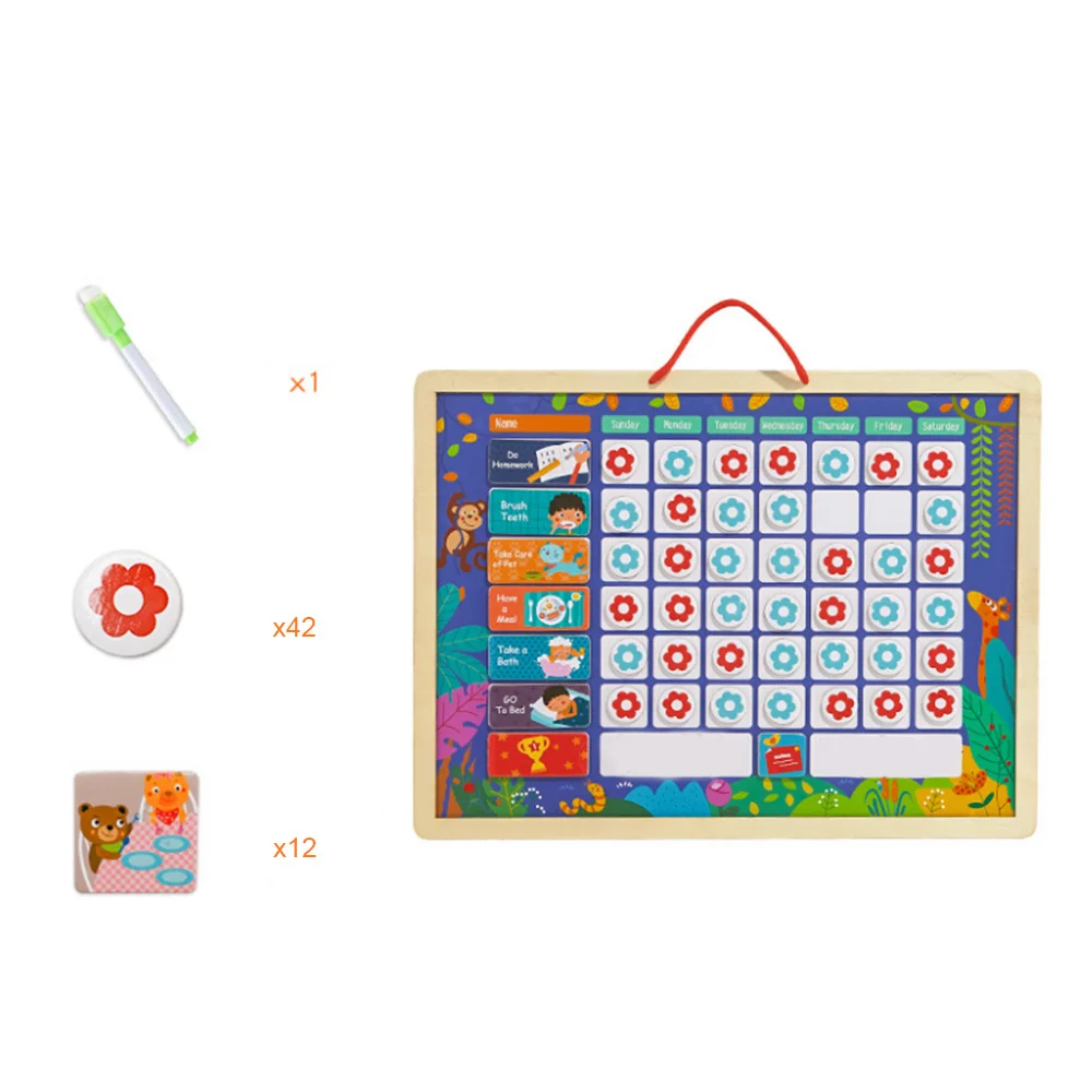 

Child Growth Record Table Magnetic Reward Small Red Flower Recognition Sticker Record Calendar Baby Target Reward Form