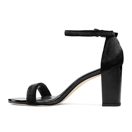 Aliexpress.com : Buy Black Velvet Block Heel Sandals For Women Open Toe Nude Covered Heels 