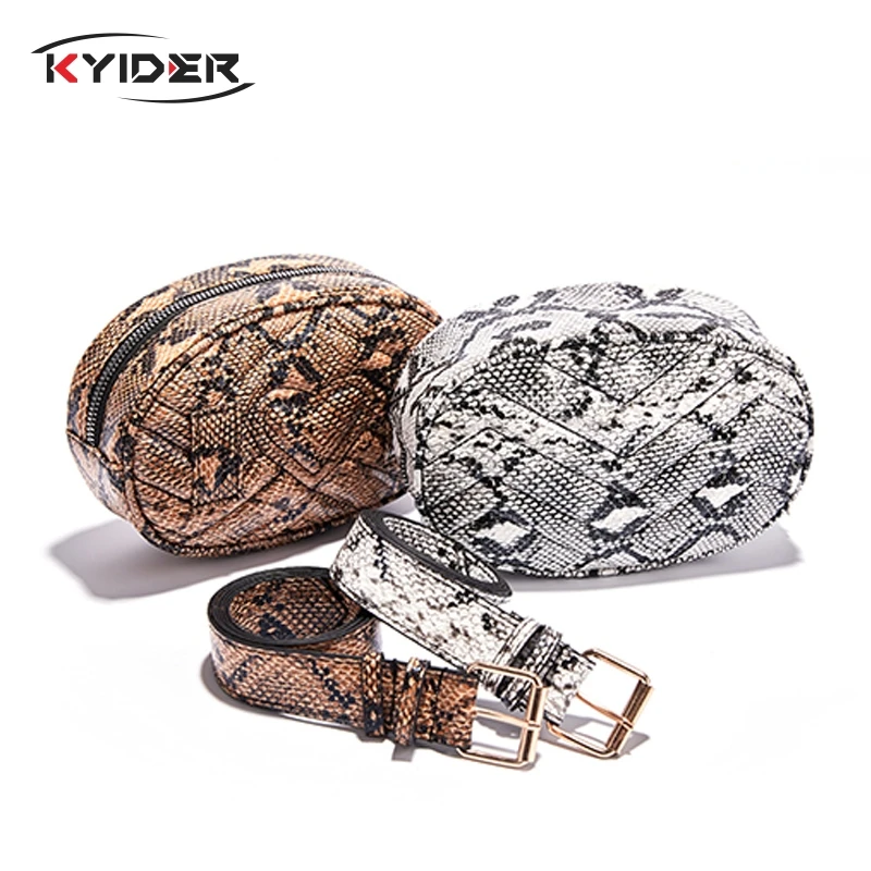

KYIDER Belt Bag Waist Bag Round Fanny Pack Women Luxury Brand Leather Handbag Snake 2019 Summer High Quality Drop Shipping