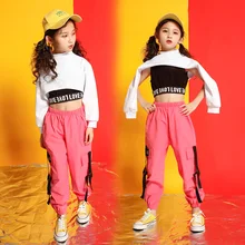 Детская укороченная толстовка, рубашка, повседневные штаны, одежда в стиле хип-хоп, костюм для концерта, джаза, танцев для девочек, одежда для бальных танцев, уличная одежда