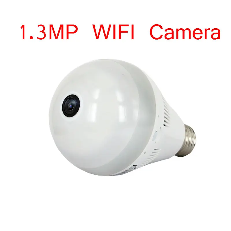 

Panorama Support 128G Card 360 degree Fisheye Lens 1.44mm 1.3MP Bulb WIFI Camera