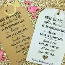 Персонализированные блестящие кольца свадебные пригласительные открытки, пользовательские печатные кляп обновление приглашение на годовщину подарок на день рождения ярлыки