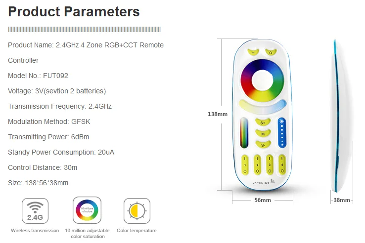 Milight 2,4 ГГц 4-зоны RGB CCT RGBW светодиодные полосы контроллер и 4 зоны сенсорный RF RGB пульт удаленного управления, cct контроллер и дистанционный держатель