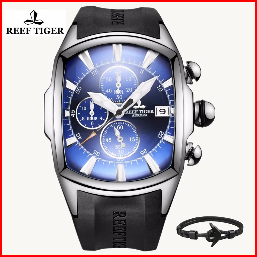 

Reef Tiger/RT Luxury Brand Sports Watches Fashion Waterproof Stainless Steel Blue Dial Mens Mechanical Watch Relogio Masculino