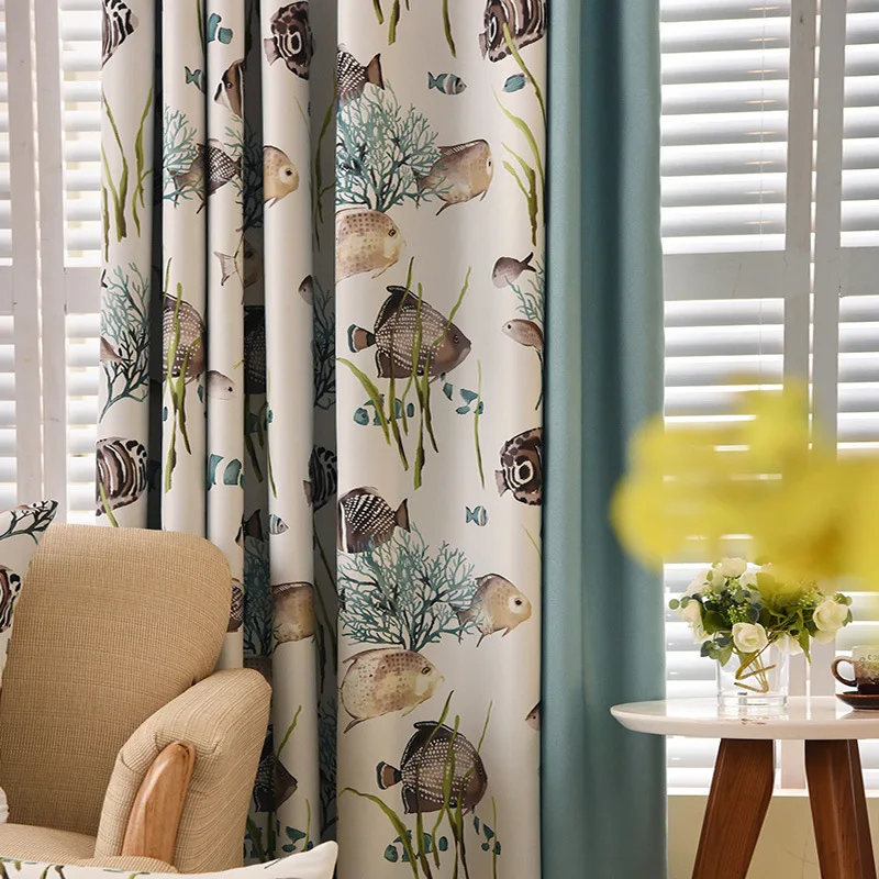 

Modern Simple High Precision Simulation Silk Printing Shading Curtains for Living Dining Room Bedroom.
