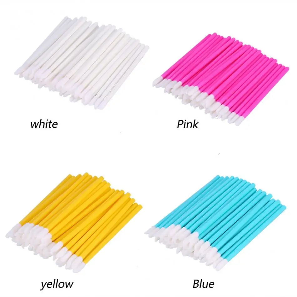 

50PCS/Set Disposable Cotton Lip Brush Lipgloss Lipstick Wands Applicator Makeup Brushes Face Eyes Lip Massager Tool