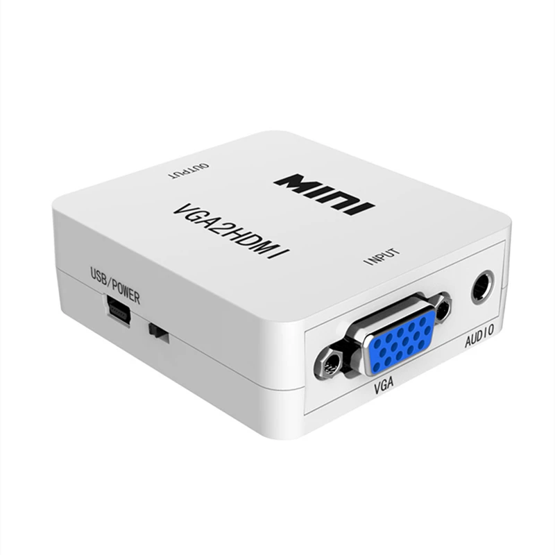 Trumsoon 1080P VGA to HDMI Mini Converter with Audio VGA2HDMI Adapter Connector for Projector PC Laptop HDTV Monitor TV-box