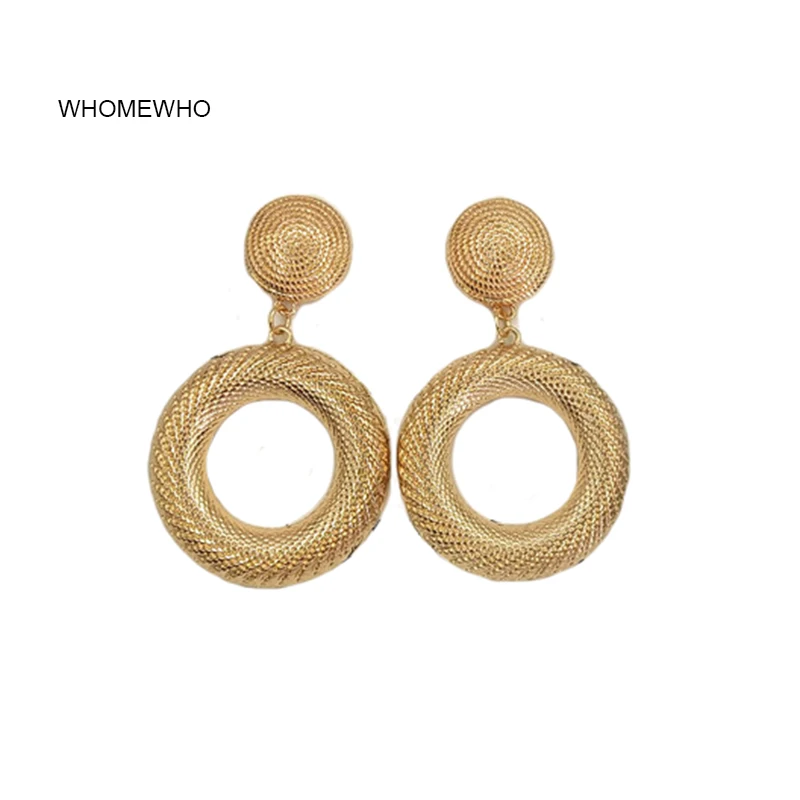 

Gold Metal Textured Round Disc Geometric Minimalism Minimalist Designer Earrings Summer Korean Fashion Women Party Jewelry