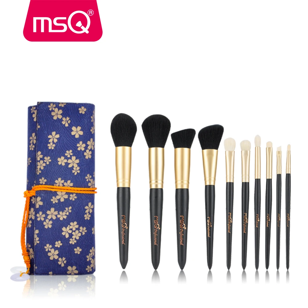 

MSQ 10pcs Makeup Brushes Set Powder Foundation Eyeshadow Make Up Brush Cosmetics Kit Soft Goat&Synthetic Hair With Canvas Case