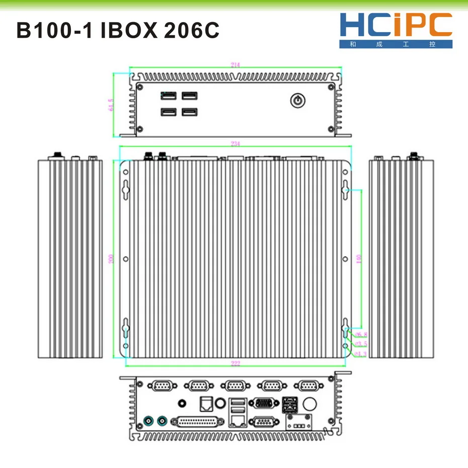HCiPC B100 1 IBOX 206C(D525) безвентиляторный промышленный ПК компьютер мини бокс ATOM D525 с 6COM