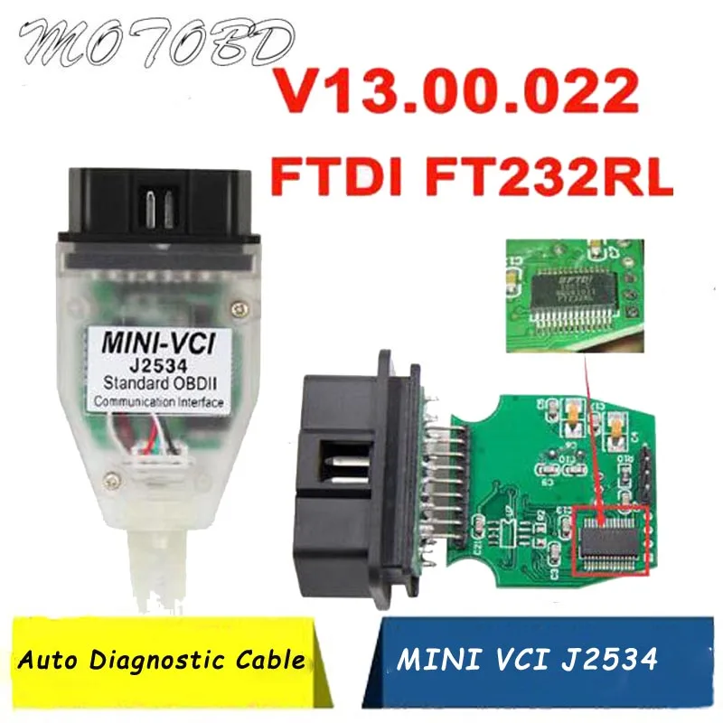 

2019 Newest Mini VCI V13.00.022 TIS Mini VCI J2534 Support TIS Techstream MINI-VCI FTDI FT232RL OBDII Diagnostic cable 22 pin