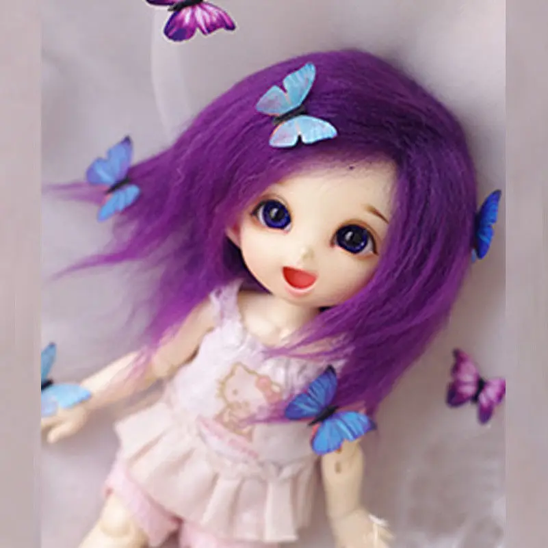 [Wamami] Фиолетовый Длинные шерстяные волосы парик для Ae Pukifee лати 1/8 BJD Dollfie 14 см