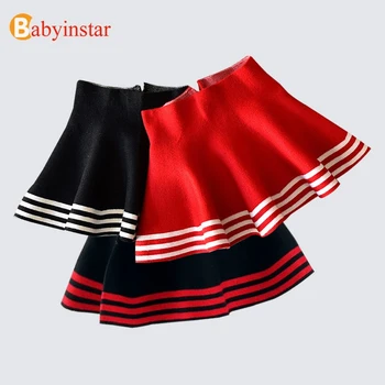 

Babyinstar Baby Girls Skirts Girls Knit Striped Skirt Toddler Children Clothing Kid Tutu Pettiskirt Tulle Skirts For 4-15T