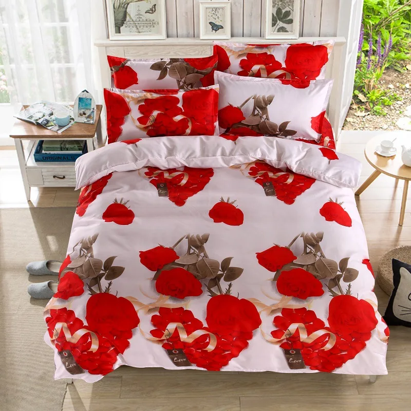 Blue Home Textile Pink Rose 3d Heart Shaped King Size Bedding Set Peacock Duvet Cover Bed Sheet Pillow Cases 4pcs Bed Linen Set Bedding Sets Aliexpress