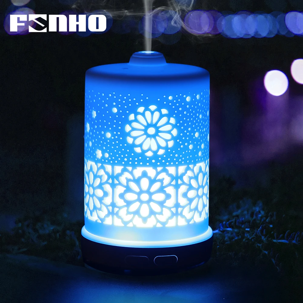

FUNHO 100ml Ultrasonic Ceramic Humidifier Atomization Plug-in Bedroom Silent Essential Oil Fragrance 7 Color Change Light Lamp