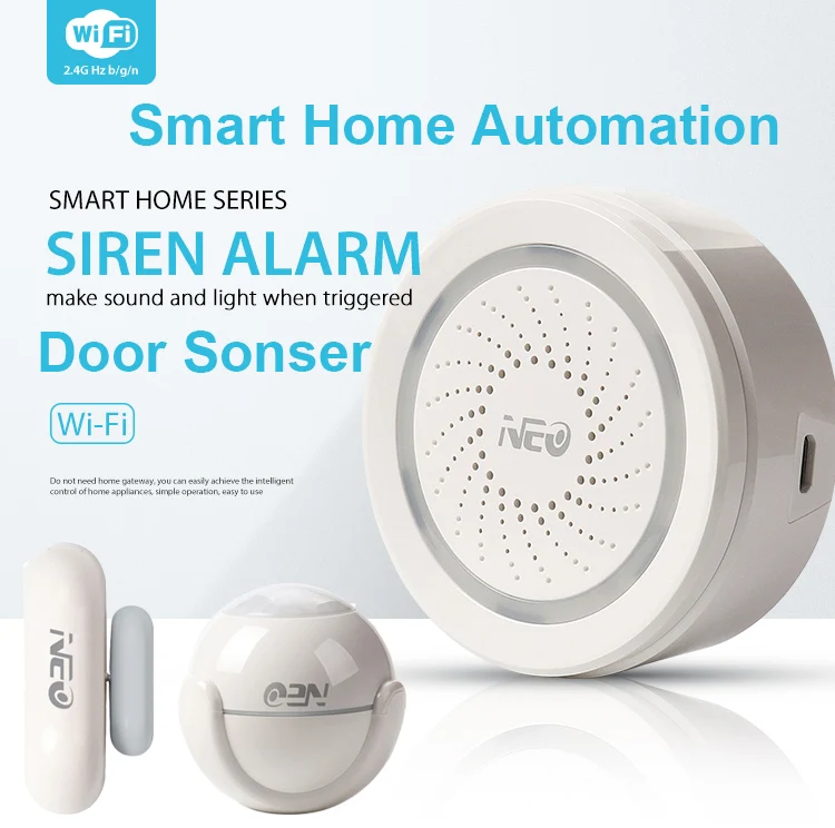 Беспроводная сирена NEO Smart Home Automation с Wi Fi датчик сигнализации питанием от