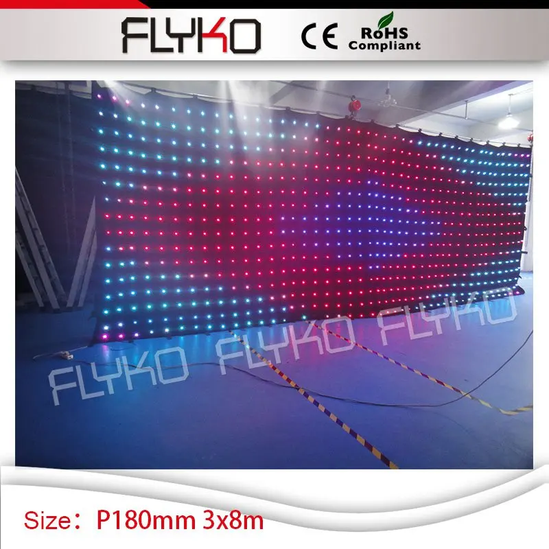 Stage dj nightclub decoration P18cm indoor flexible led video curtain 3m by 8m show party