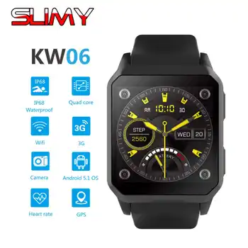 

Slimy Android 5.1 Smart Watch 3G IP68 Waterproof MTK6580 8GB Bluetooth SIM WIFI Phone GPS Heart Rate Monitor Wearable Devices