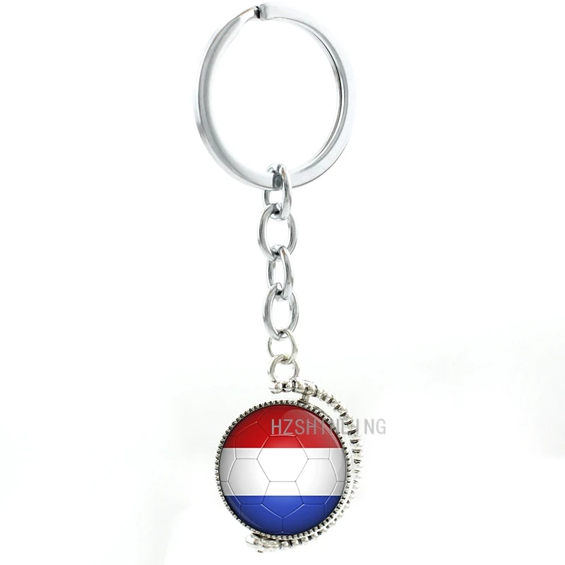 

Ball fans mens keychain Netherlands Football Team double sides rotating pendant key chain ring cool women purse bag jewelry N510