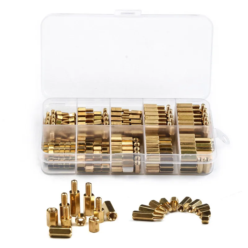 

ZENHOSIT 300 PCS M3 Brass Copper Pillar Stand Off Hex Column Spacer Threaded Screw Nut