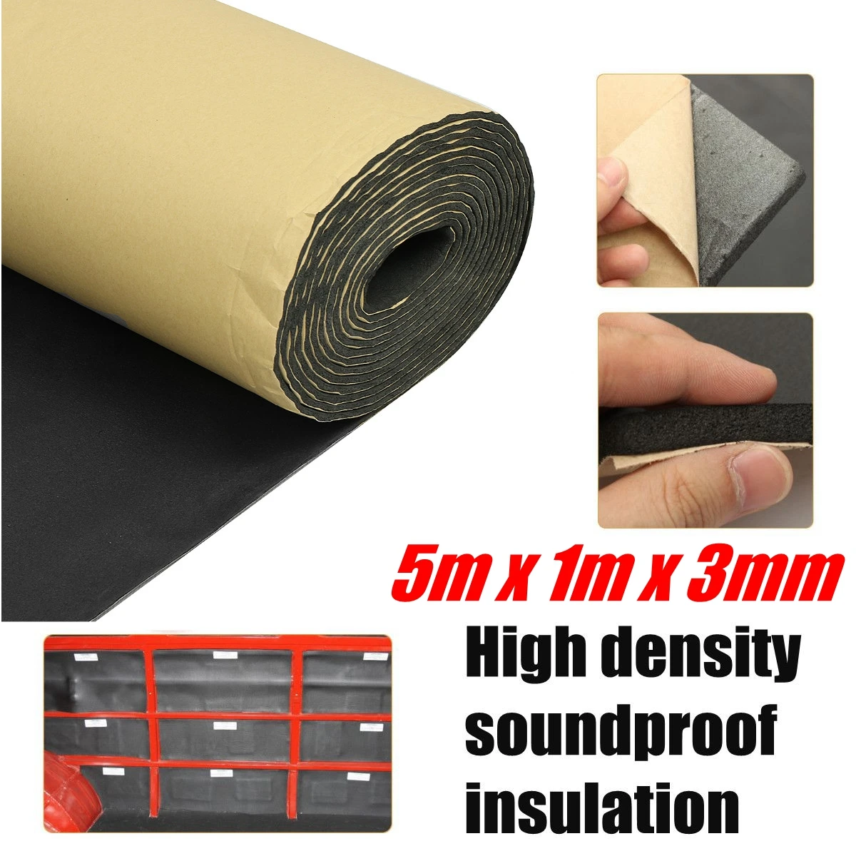 

5m x 1m Roll Car Sound Proofing Deadening Motorhome Van Insulation Closed Cell Foam thickness 3mm soundproof cotton