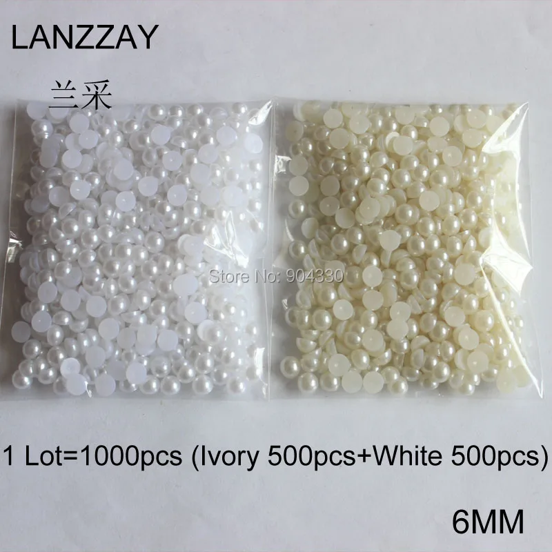 

Free Shipping LANZZAY 1000pcs 6MM Mix Colors Half Round Flatback Pearls Scrapbook DIY Craft Jewelry Garment Beads Decoration