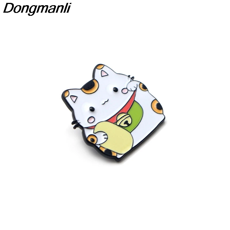 P2719 Dongmanli японская Милая Фортуна кошка эмалированные булавки и броши для женщин и мужчин Нагрудный значок для рюкзака детские подарки
