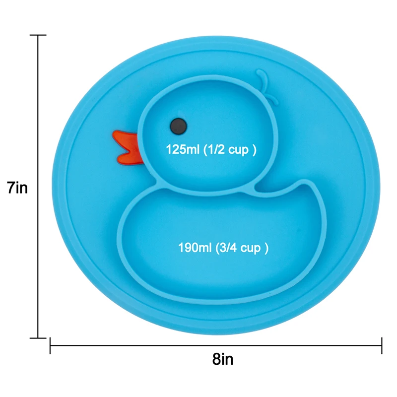 Qshare Table Mat Baby Duck Dishes Silicone Plate Suction Tray Antislip Mini Mat Children Kids Meal Fruits Tray Todder Placemat