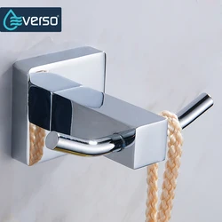 EVERSO 2 Hooks Stainless Steel Robe Hooks House Kitchen Towel Hanger Clothes Storage Rack Tool
