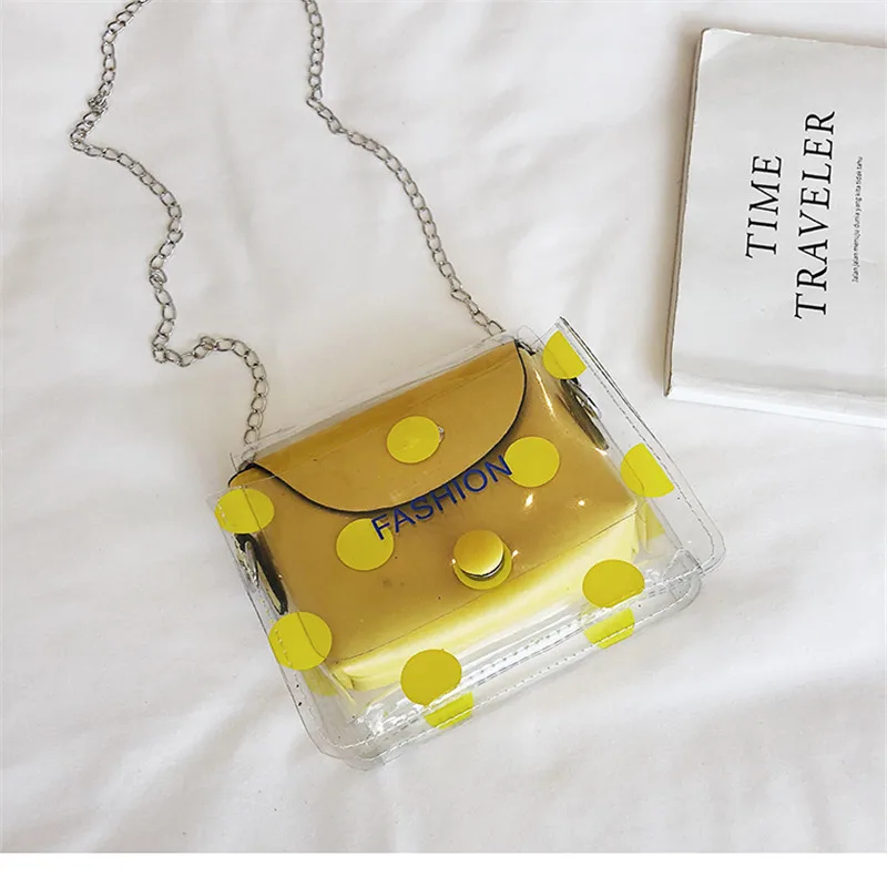 Новая женская прозрачная сумка Прозрачная ПВХ Желейная сумка на цепочке сумка через плечо сумки на плечо - Цвет: Цвет: желтый