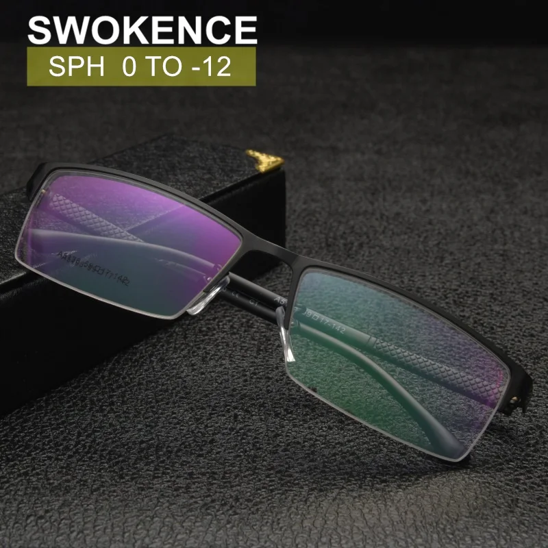 

Prescription Glasses SPH -0.5 to -12 For Myopia Men Customizable Alloy Frame Blue Light Proof Spectacles For Shortsighted WP013