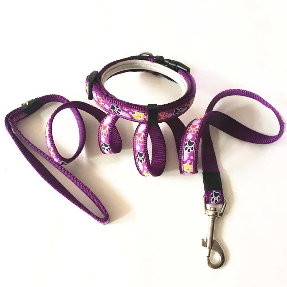 Buy New Designs Purple Paw Printing Dog Collars Leads