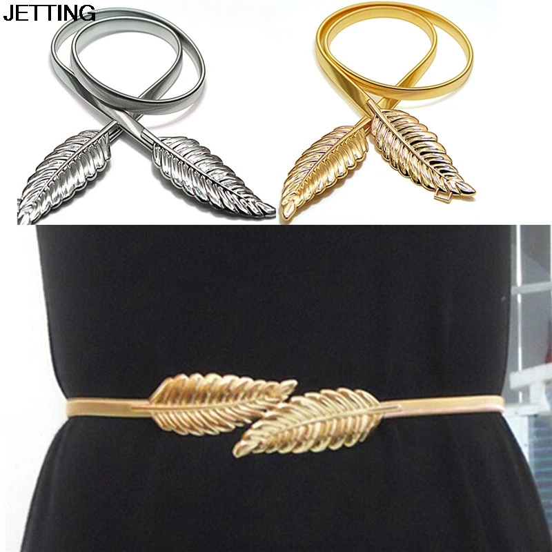 78cm length Leaf Design Clasp Front Stretch Metal Waist Belt fashion